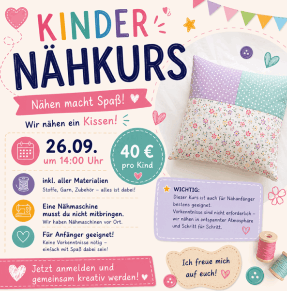 Kindernähkurs Kissen