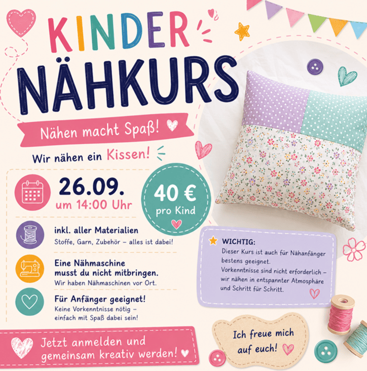 Kindernähkurs Kissen